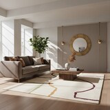 thumbnail of Schurwollteppich Handarbeit Modern | 120x170cm, 12mm Florhöhe | Beige Multicolor | Pflegeleicht | Wohnbereich | ELAN-Omont Kollektion | Kadima Design