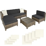 thumbnail of tectake Conjunto de descanso de ratán con estructura de aluminio, incluyendo fundas en 2 colores  Natural