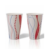 thumbnail of Papptrinkbecher aus Hartpapier rot-blau gestreift mit Eichstrich, Kaltgetränkebecher Retro, 2.000 Stück: Größe - 0,50 l (22oz)