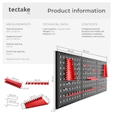 thumbnail of tectake Panneau perforé JONAH avec crochets et supports - Lot de 3 noir/rouge