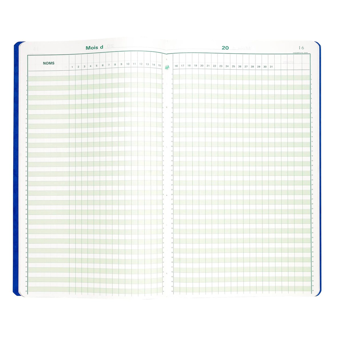 Exacompta - Réf. 9340E - 1 Piqûre 40x24cm - Pointage 46 lignes 80 pages - Couleurs aléatoires