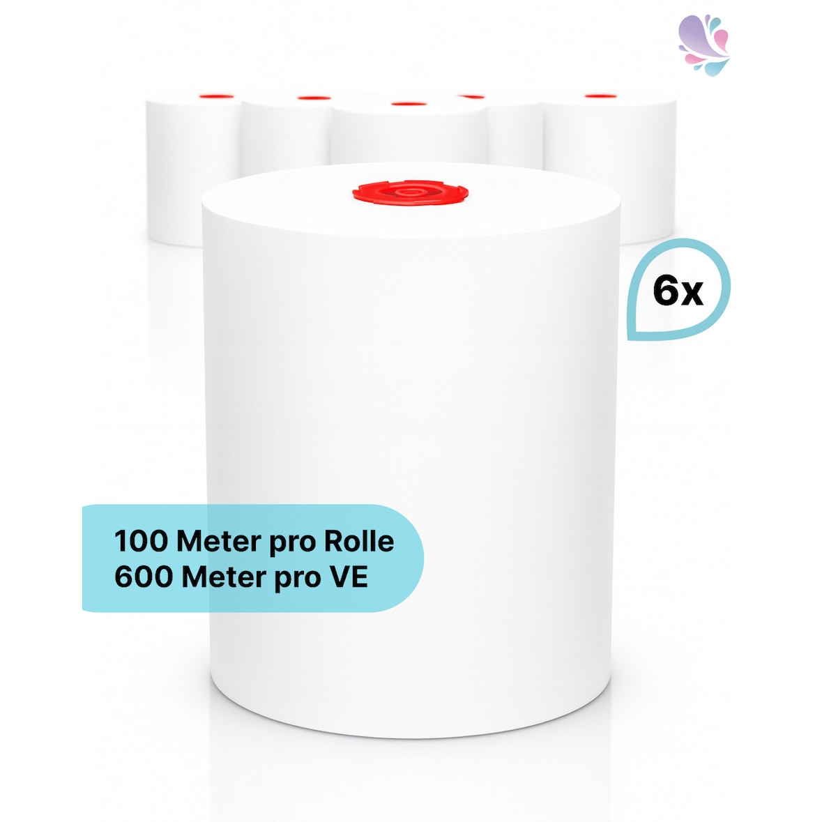 Handtuchrollen 6 Rollen je SET, 2-lagig, 100m je Rolle, 100% TAD-Qualität, für Cosmos Handtuchspender : Verpackungseinheiten - 1 Set