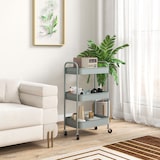 thumbnail of Carrito auxiliar con ruedas carrito de almacenamiento con 3 cestas y marco de acero para salón dormitorio oficina cocina 45x30,6x79 cm azul claro