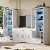 thumbnail of Wohnzimmer Set Combo Zwei Moderne LED Vitrinen 178x50x35 cm und ein Modernes Weißes Esszimmer Sideboard 160x37x75 cm mit Dekoration