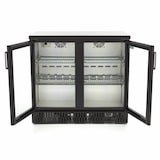 thumbnail of Maxima - 9400905 Refrigerador de bebidas 2 puertas con bisagras LED doble vidrio cerradura negro 214L 92x51,5x85 cm