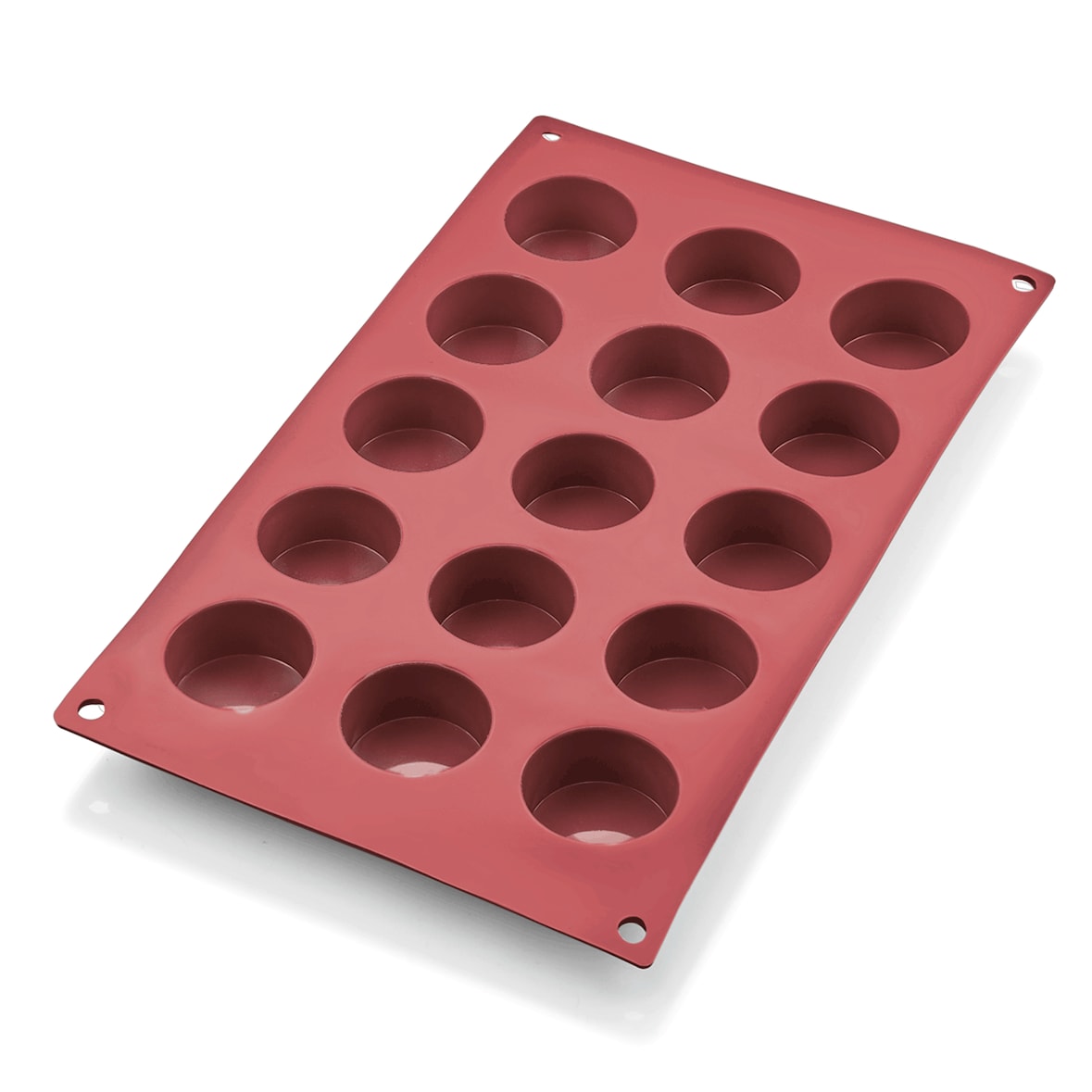 WAS Germany - Petit Four Cake Pan 31 red, 15 Formen, Ø 4 cm, Silikon