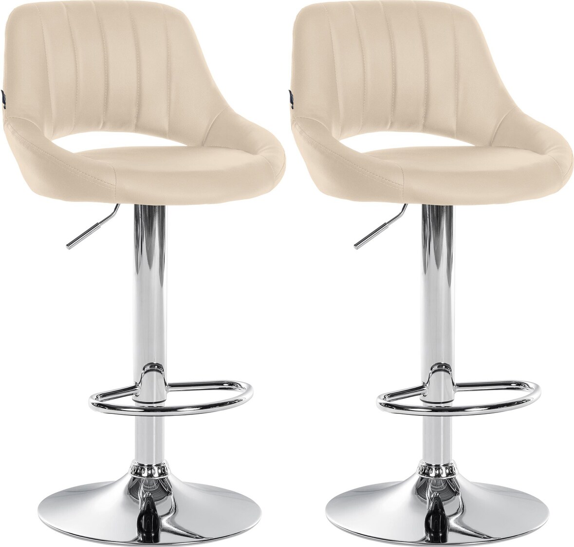 CHEFGASTRO 2er Set Barhocker NIAGARA Kunstleder Chrom HxBxT 85x47x48cm Kunstleder Creme Barstuhl