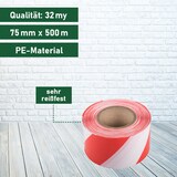 thumbnail of 1 x Absperrband (75 mm x 500 m) rot/weiß sehr reißfest hohe Sichtbarkeit beidseitig Flatterband Warnband Baustellenabsperrung BB-Verpackungen