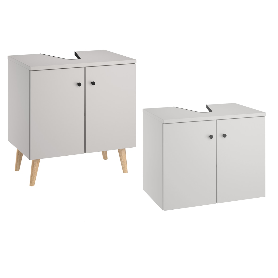 Waschtisch Bad-Unterschrank taupe optional mit oder ohne Füße in Eiche V-90.59-02WU