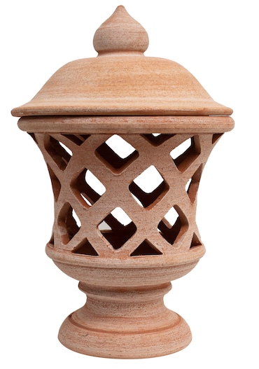 Biscottini Lanterna decorativa per esterno 35x35x55 cm - Lanterna portacandele da giardino - Lanterna in terracotta da terra Made in Italy