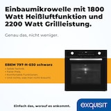 thumbnail of Exquisit Einbau-Mikrowelle EBEM 797-H-030 schwarz | Heißluft und Grill | max. 1800 W | Garraum 72 l | Schwarz-Glas Front