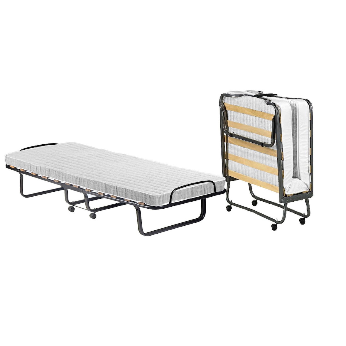 Dmora Letto pieghevole Dparis, Brandina con rete 12 doghe, Materasso incluso, Lettino salvaspazio, 100% Made in Italy, 80x190h37 cm