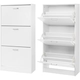thumbnail of UAC Schuhschrank 120 x 60 x 24 cm, mit 3 Klappen, Schuhkipper, Schuhregal mit 3 Ebenen, Trennwände verstellbar, Schuhkommode, weiß