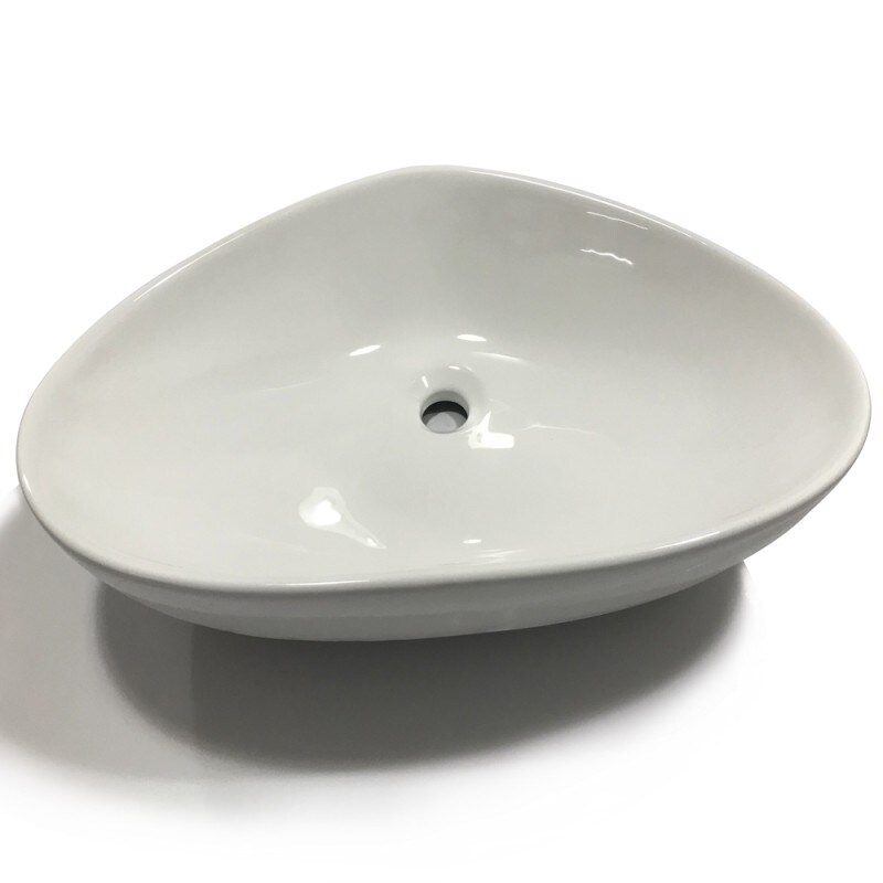 Lavabo Da Appoggio Ceramica Bianco Triangolare Lavandino Lavello Arredo , , 1 pz., 58x39x14 cm