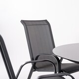 thumbnail of Conjunto de mesa e cadeiras para exterior, vidro temperado, alumínio e vidro, cor antracite, mesa: 150x150x72 cm cadeira: 57x74x96,5 cm