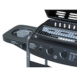 thumbnail of Barbecue A Gas Con Fuoco Bruciatore Laterale BBQ Coperchio Termometro Griglia Grill Ruote Compatto In Acciaio Giardino Esterno 112x52.5x96.5 Cm Nero