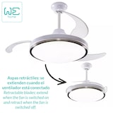 thumbnail of We - LED Silent Plafondventilator - Intrekbare bladen, 6 snelheden, afstandsbediening en 3-toon dimbaar licht - Ø53x30cm