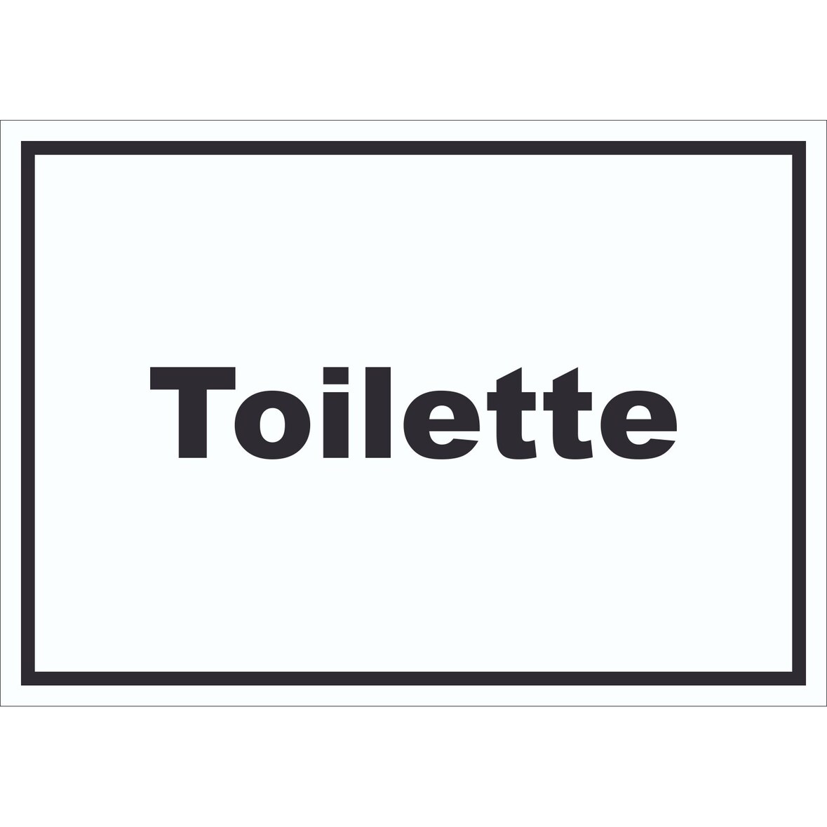 Toilette Schild mit Text Klo WC waagerecht A2 Rückseite selbstklebend