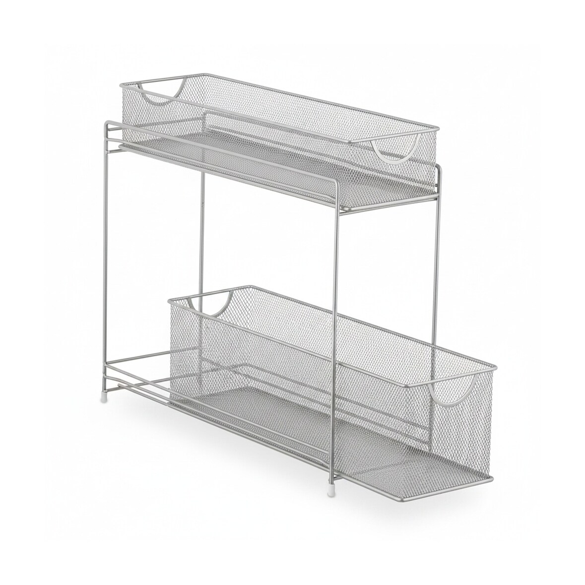 Relaxdays Küchenschrank Organizer, ausziehbares Unterschrank Regal, 2 Schubladen, Metall, HBT: 40 x 15 x 46 cm, silber