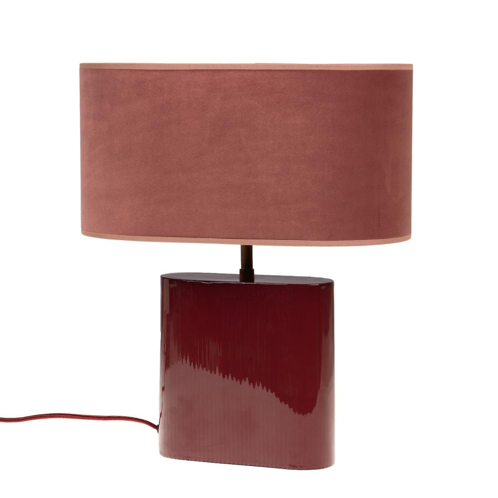 Lampe Paola bordeaux et abat-jour rose -  Rouge Autre Métal Amadeus 35x35 cm
