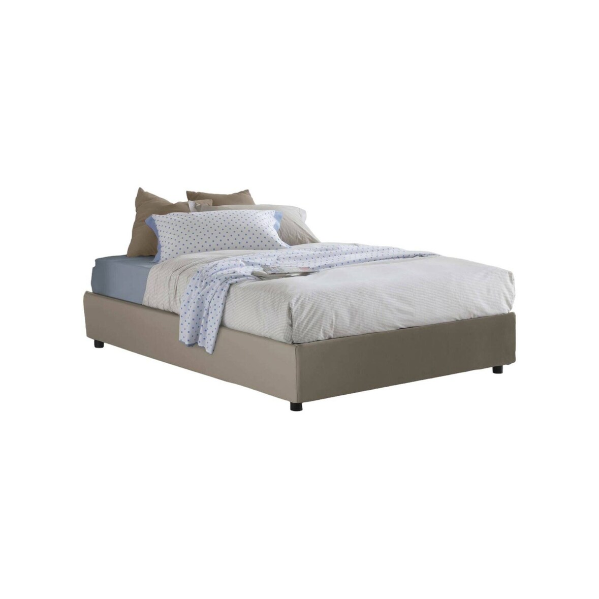 Dmora Doppelbett Giada, Containerbett mit Kunstlederbezug, 100% Made in Italy, Frontöffnung, passend für Matratze Cm 160x200, Turteltaube