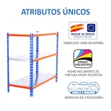 thumbnail of SimonRack Metallregal, 900x800x400 mm, 3 Ebenen, Metallboden, 180 kg Biegepunkt, Blau/Orange/Verzinkt - Simonclick