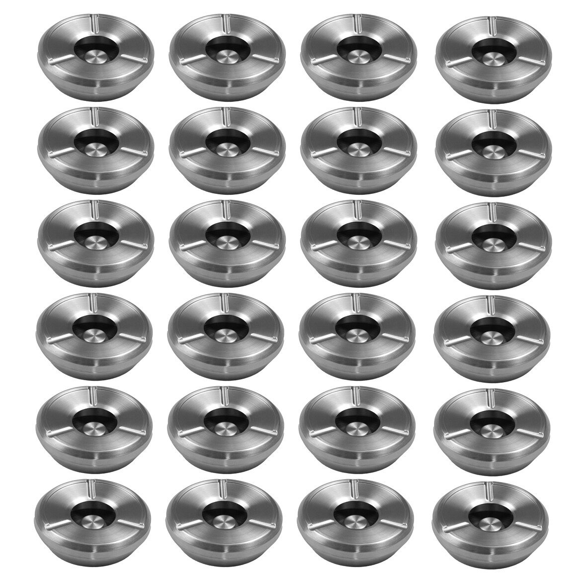 24 Stück Windaschenbecher Aschenbecher mit abnehmbaren Deckel aus Edelstahl ø 12,5cm