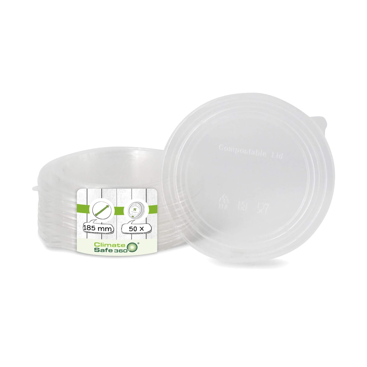 greenbox - Tampa PLA Ø 185 mm, transparente, 50 unid..