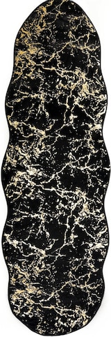thumbnail of Badematte mit Marmormotiv mit wellige Umrandung Schwarz/Gold