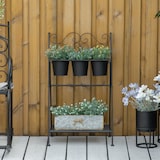 thumbnail of Outsunny Portapiante Scaffale in Metallo Pieghevole, Set Vasi per Piante con Ripiano per Casa e Giardino, 47x37x78.5cm, Nero