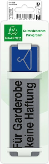 thumbnail of Exacompta 67192B Hinweisschild selbstklebend, Für Garderobe keine Haftung, 16 ,5x4,4 cm, Aluminiumoptik -
