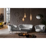 thumbnail of SalesFever Muschel-Sofa | Bezug Samt-Stoff | Gestell Metall goldfarben | B 136 x T 77 x H 78 cm | hellgrau