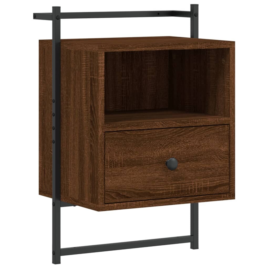vidaXL Wand-Nachttisch Braun Eiche 40x30x61 cm Holzwerkstoff