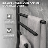 thumbnail of LuxeBath Elektrischer Handtuchwärmer Schwarz matt 75W, 5 schwenkbare Arme, 450x622 mm, 45–60°C, Timer