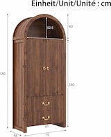 thumbnail of Merax hoge kast met LED-nis, 2 deuren, geribbelde structuur en 2 laden, walnoot, 76 x 38 x 180 cm