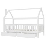 thumbnail of Merax Hausbett Massivholzbett, mit Rausfallschutz,Für Erwachsene,90 x 200 cm, mit zwei Schubladen, Weiß