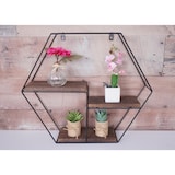 thumbnail of Scaffale a muro HWC-K76, Scaffale sospeso Scaffale galleggiante, 3 ripiani Metallo massiccio Industrial 43x49x11cm ~ marrone scuro