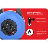 thumbnail of Enrollacables de 10 metros con 4 enchufes e indicador luminoso, Potencia Màxima 3000W, 16A, 250V, Protección Sobrecalentamiento, Protección Infantil