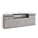 thumbnail of Dressoir, Opbergkast, Buffetkast, Sideboard, 200x35x75cm, 4 Deuren, Woonkamer, hal, Moderne stijl, Cement _ 61_9