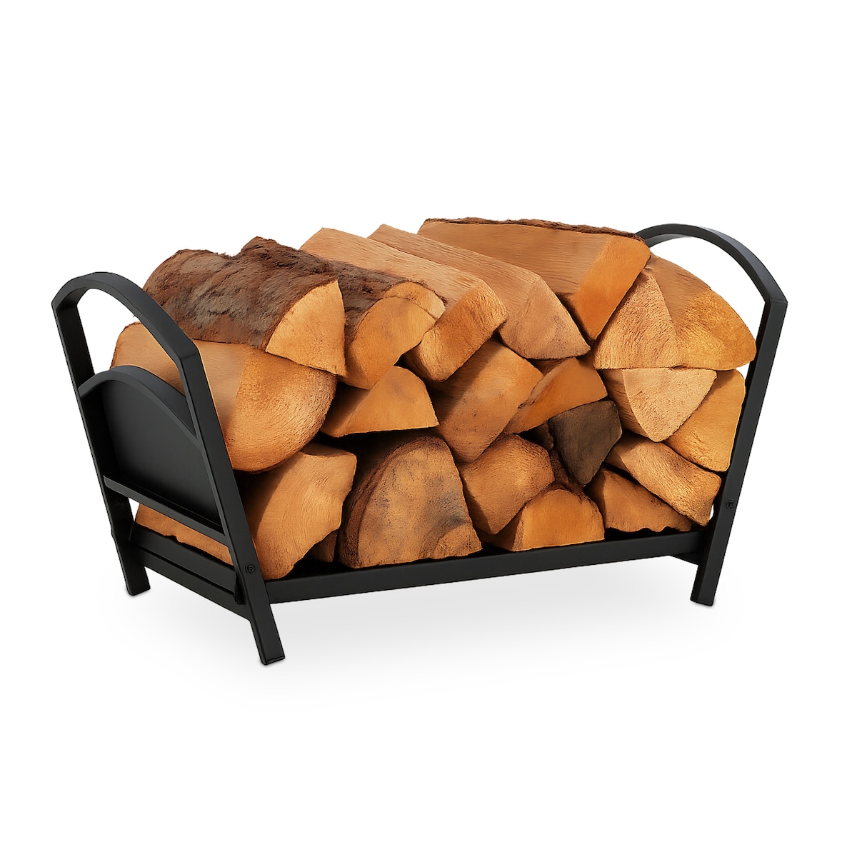 Relaxdays Kaminholzkorb, Metall, klappbarer Holztragekorb, HxBxT: 33 x 66 x 30,5 cm, Kaminholzhalter für innen, schwarz