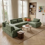 thumbnail of Modulaire 6-zits hoekbank met verstelbare rugleuning 462 cm groen, L 462 x l 231 x h 82 cm Oviala