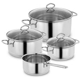 thumbnail of Kopf Topfset Merkur (Edelstahl, Induktion, 4-teilig, mit Schüttrand, Literskala und Glasdeckel)