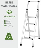 thumbnail of Alu Trittleiter 4-stufig silber klappbar mit Handlauf bis 150 kg Leiter