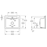 thumbnail of Villeroy&Boch Spülbecken, Küchenspüle Siluet 60 S Crema 600x510mm, Unterschrankbreite 60cm