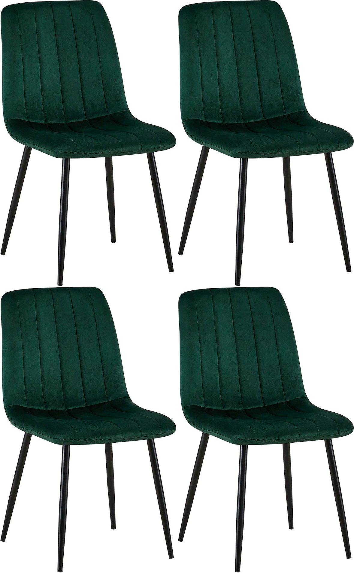 CHEFGASTRO 4er-Set Esszimmerstuhl SAN ANTONIO Samt HxBxT 88x45x53cm Grün Küchenstuhl