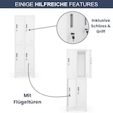 thumbnail of Umkleideschrank Spind BERLIN 4 Abteile Etikettenhalter Lüftungsschlitze Umkleidespind Schließfachschrank Garderobenspind 172x55,9x45cm Weiß