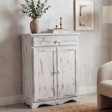 thumbnail of Credenza cassettiera shabby vintage legno paulonia cassetto sportelli 33x66x78cm marrone
