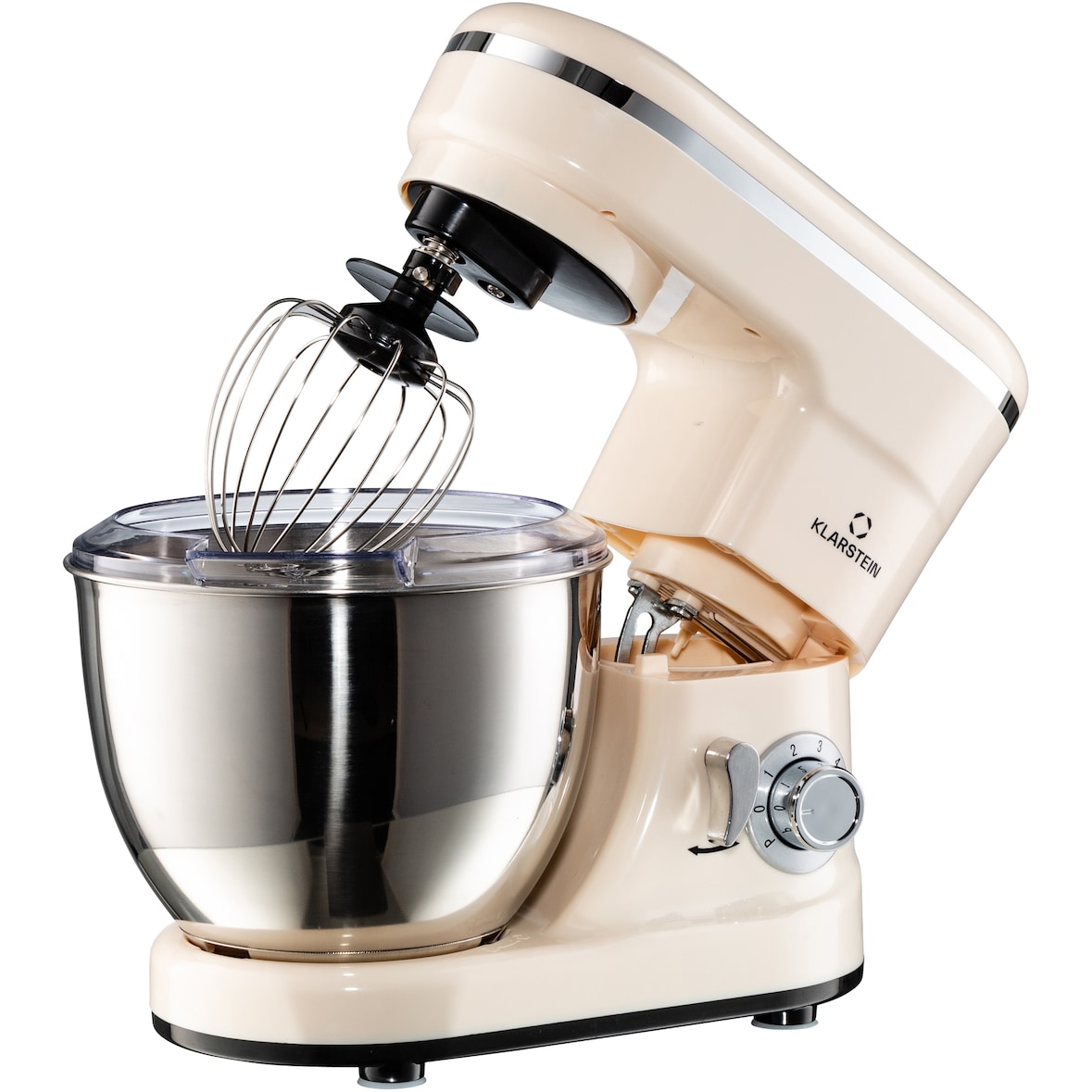Klarstein Bella Mini Rührmaschine 1200 W 6 Stufen 4 Liter Edelstahl Pulsfunktion Vintage-Creme