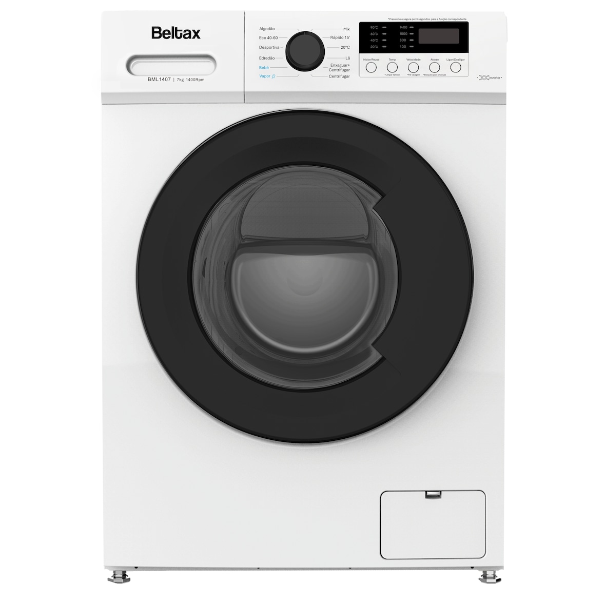 Máquina Lavar Roupa Beltax BML1407; Classe A; Capacidade: 7kg; 1400 rpm; 13 programas; Motor Inverter