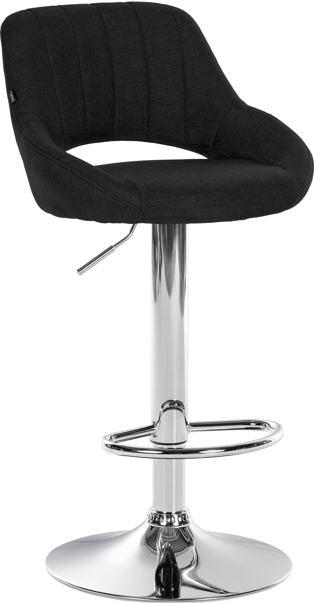 Barhocker SEGAD - Stoff Schwarz 46.5x48x85 cm Silber | Barstuhl Mit Lehne Tresenhocker Tresenstuhl Kneipenhocker Kneipenstuhl